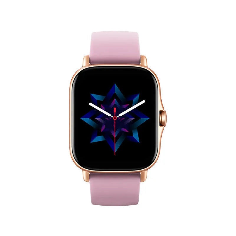 GT20 smartwatch in black with alloy case and silicone strap showing heart rate monitoring on screen.