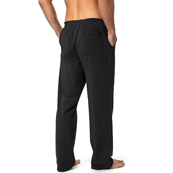 Men's loose fit quick-dry casual trousers in solid colours with mid-waist design