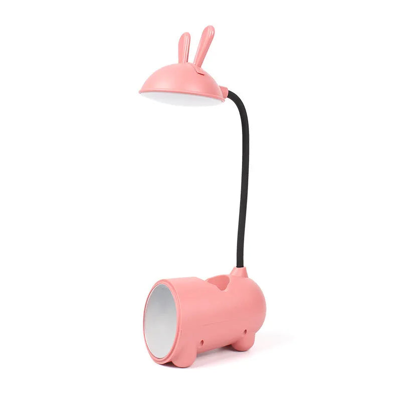 Cartoon-style USB desk lamp with pen container in modern simplicity design