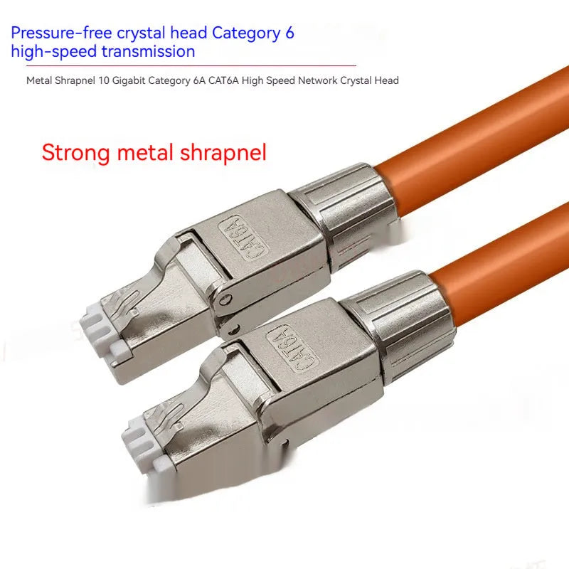 CAT6A metal shrapnel type punch-free shielded modular plug 74x14.5x11.5mm