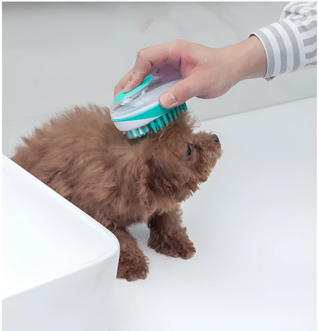 Blue pet bath massage brush made from ABS plastic, 11.5 cm long, for cats and dogs
