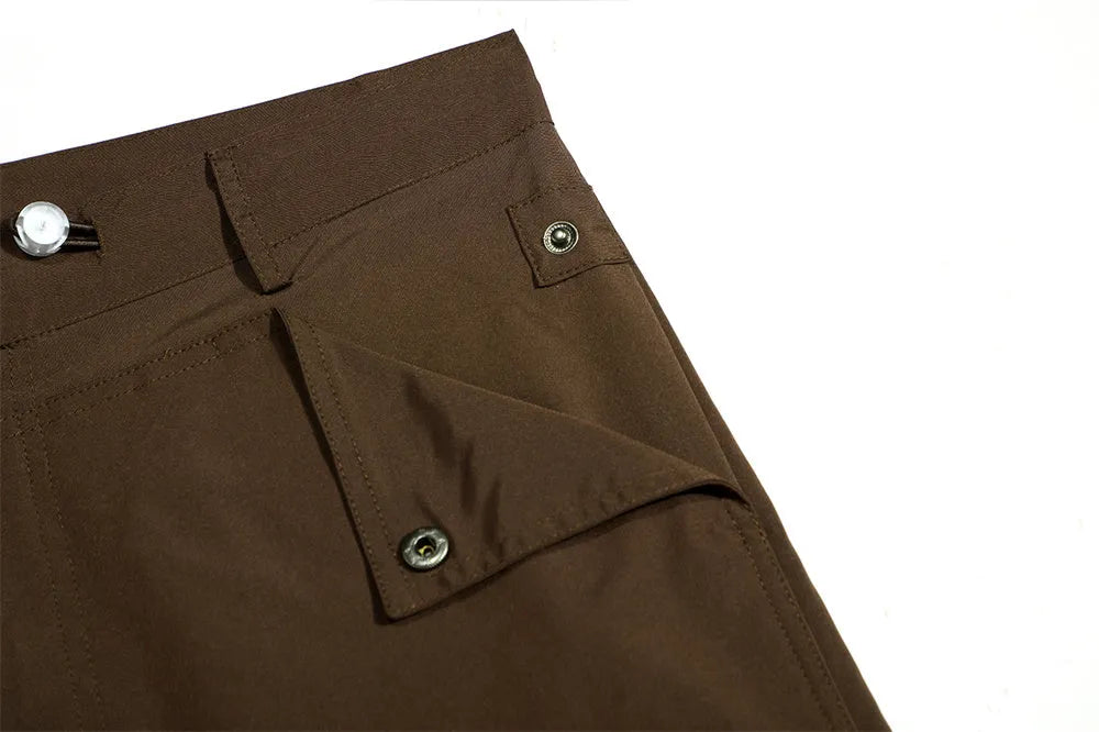 Loose men's cotton trousers in solid colour for street workwear, sizes S to XL, in black and brown