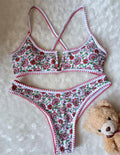 Women's V-neck one-piece swimsuit with European floral pattern and embroidery on quick-dry polyester fabric