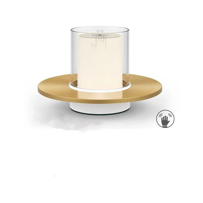 Gold bar table lamp with electroplated finish, 1W LED, and touch dimming on a tabletop