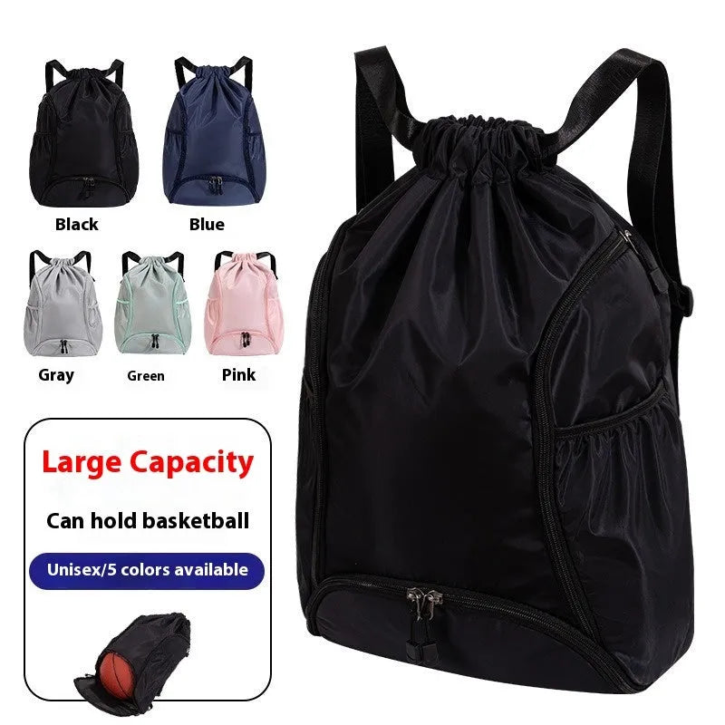 Large cube-style sports backpack drawstring bag in multiple colours with compartments