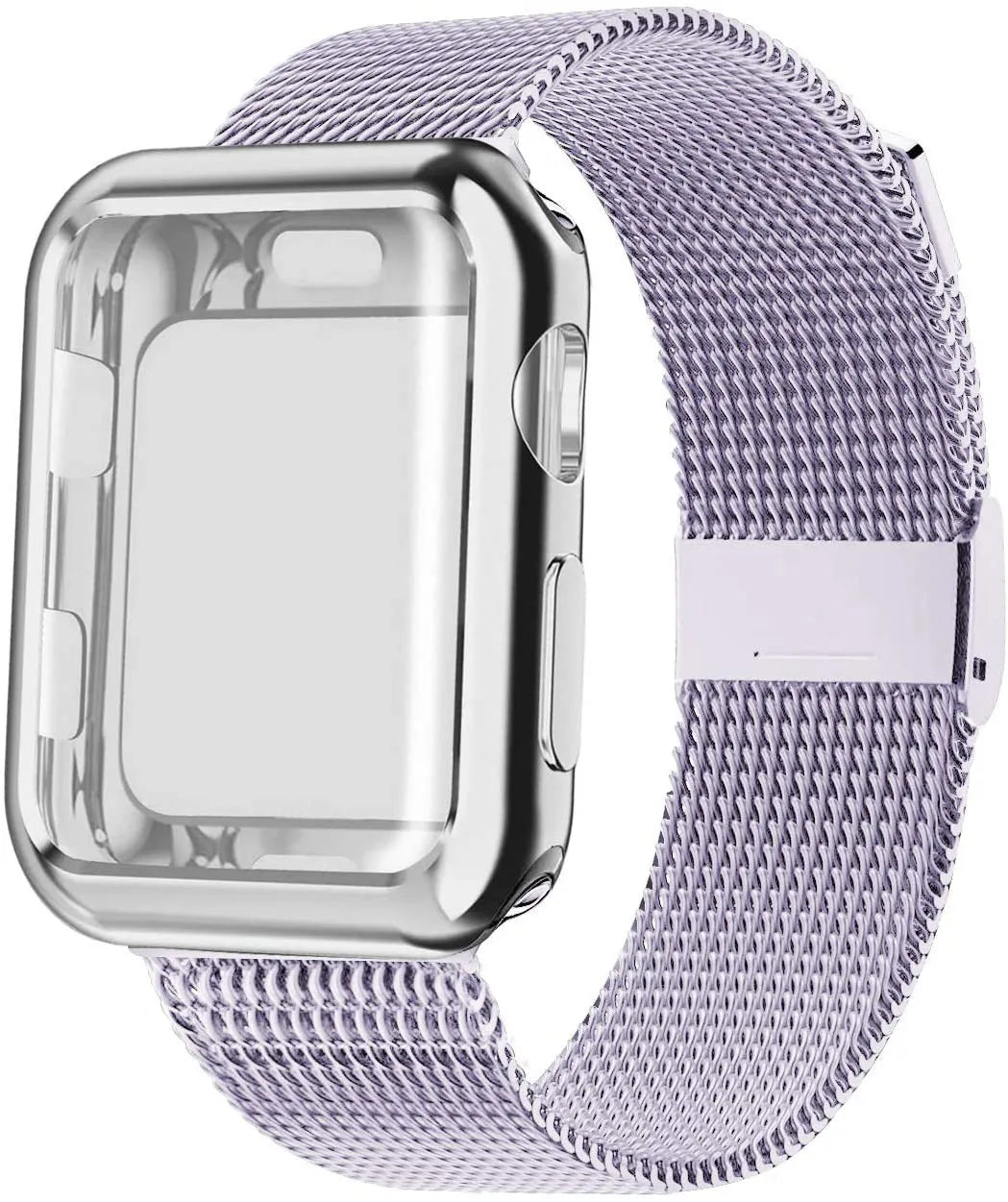 Apple Watch with black magnetic Milanese loop band showing adjustable magnetic clasp on wrist.