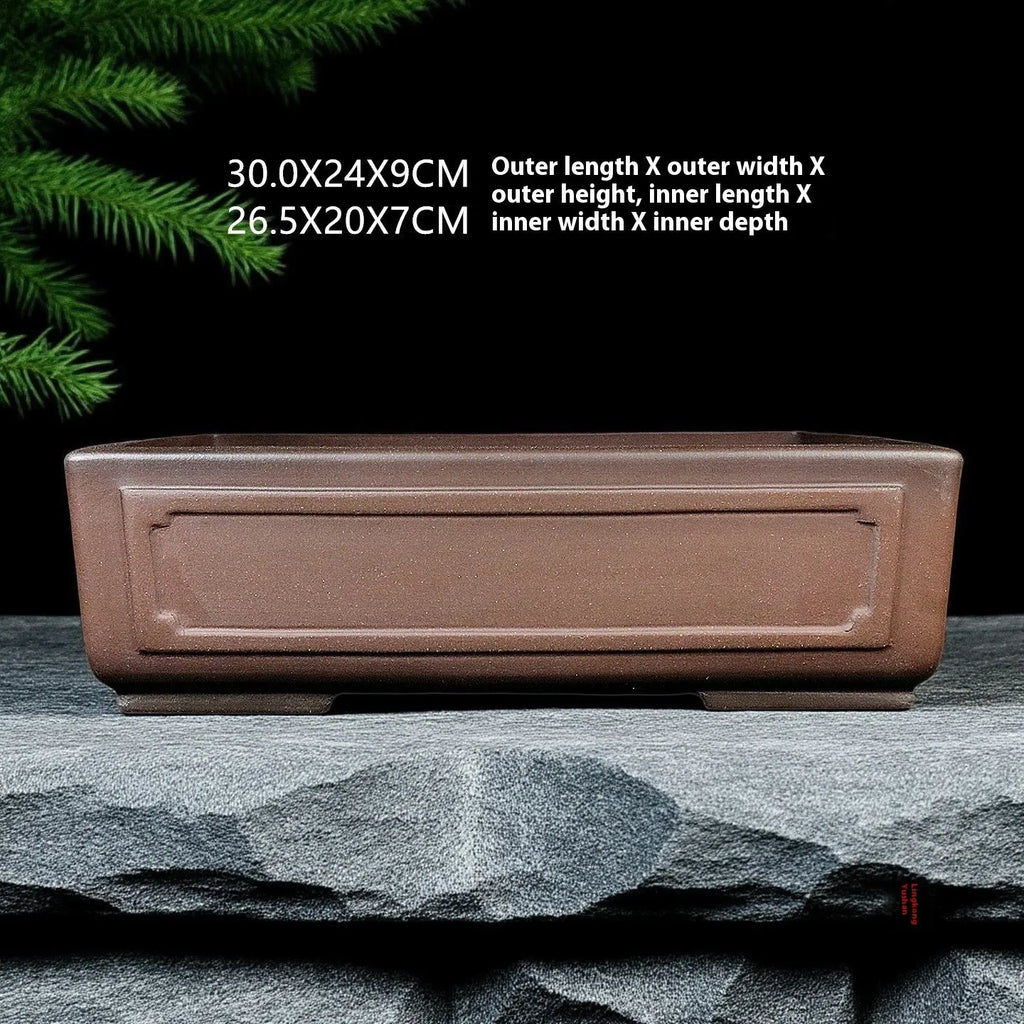 Handmade Yixing purple clay bonsai flowerpot 30cm purple sand finish for flowers and green plants