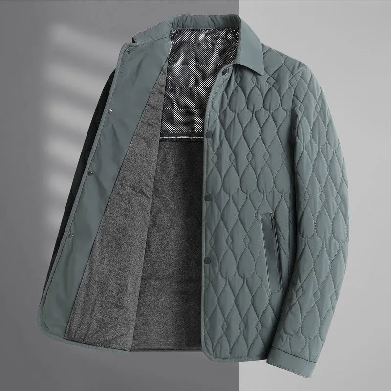 Men's lightweight diamond lattice cotton-padded jacket in black, regular fit, polyester fibre