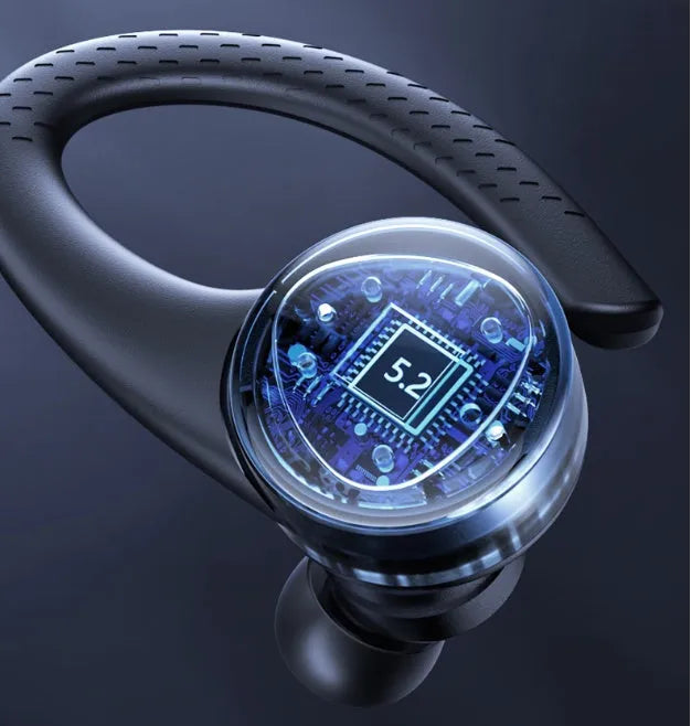 Black and silver true wireless Bluetooth headphones with charging case for gaming sports running