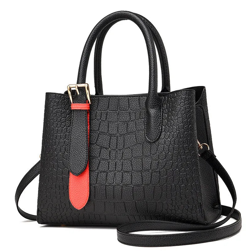 Women's PU crocodile pattern messenger shoulder bag in gray with crossbody strap