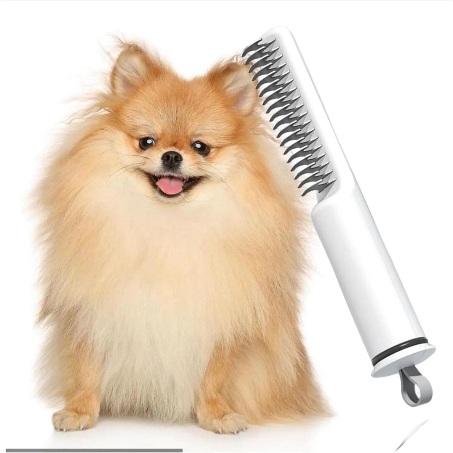 Stainless steel dematting comb for dogs with rake teeth to remove knots and mats
