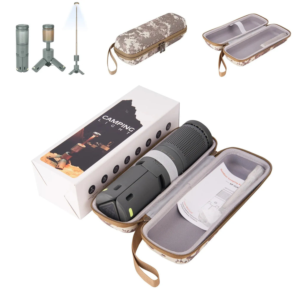Outdoor camping portable LED light in off-white and dark grey colour options