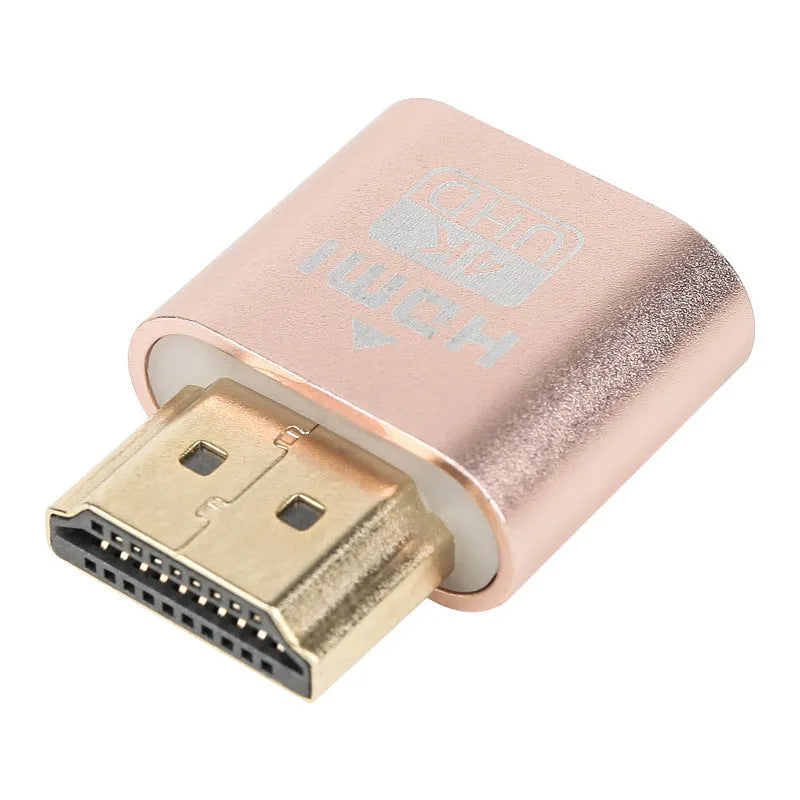 Compact 26.5mm HDMI virtual display dummy plug in a metallic finish for graphics card signal simulation.