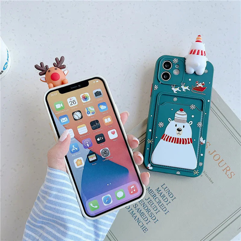 Soft silicone iPhone case with card storage compartment in multiple colour options