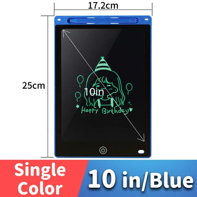 LCD writing tablet with stylus in three screen sizes for children's drawing and writing