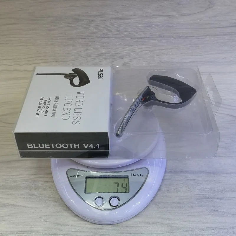 Black plastic Bluetooth sports headphones with a USB port and a visible battery level display.