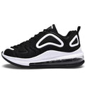 Men's black casual sneakers with lace-up front and air cushion design for running and outdoor activities