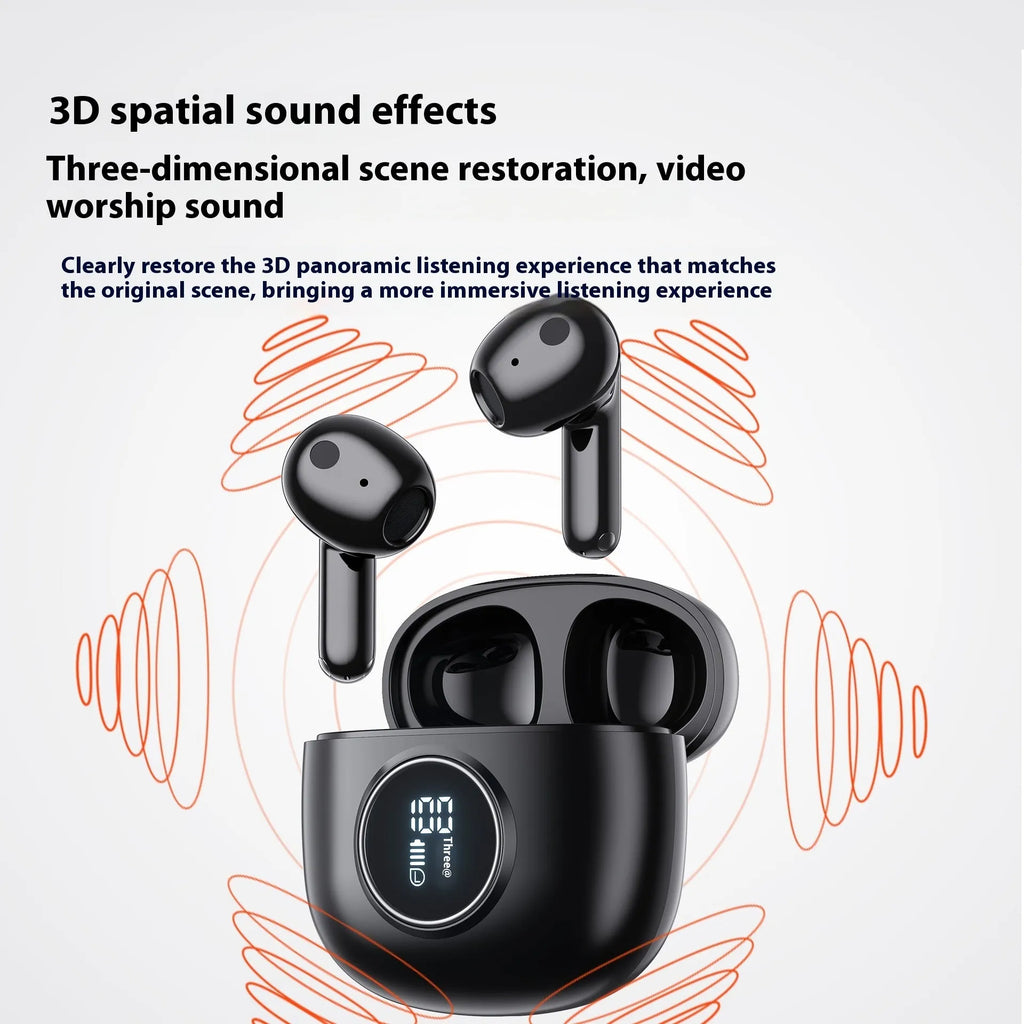 E40 TWS wireless Bluetooth headset with digital display charging case, e-sports in-ear design, black or white
