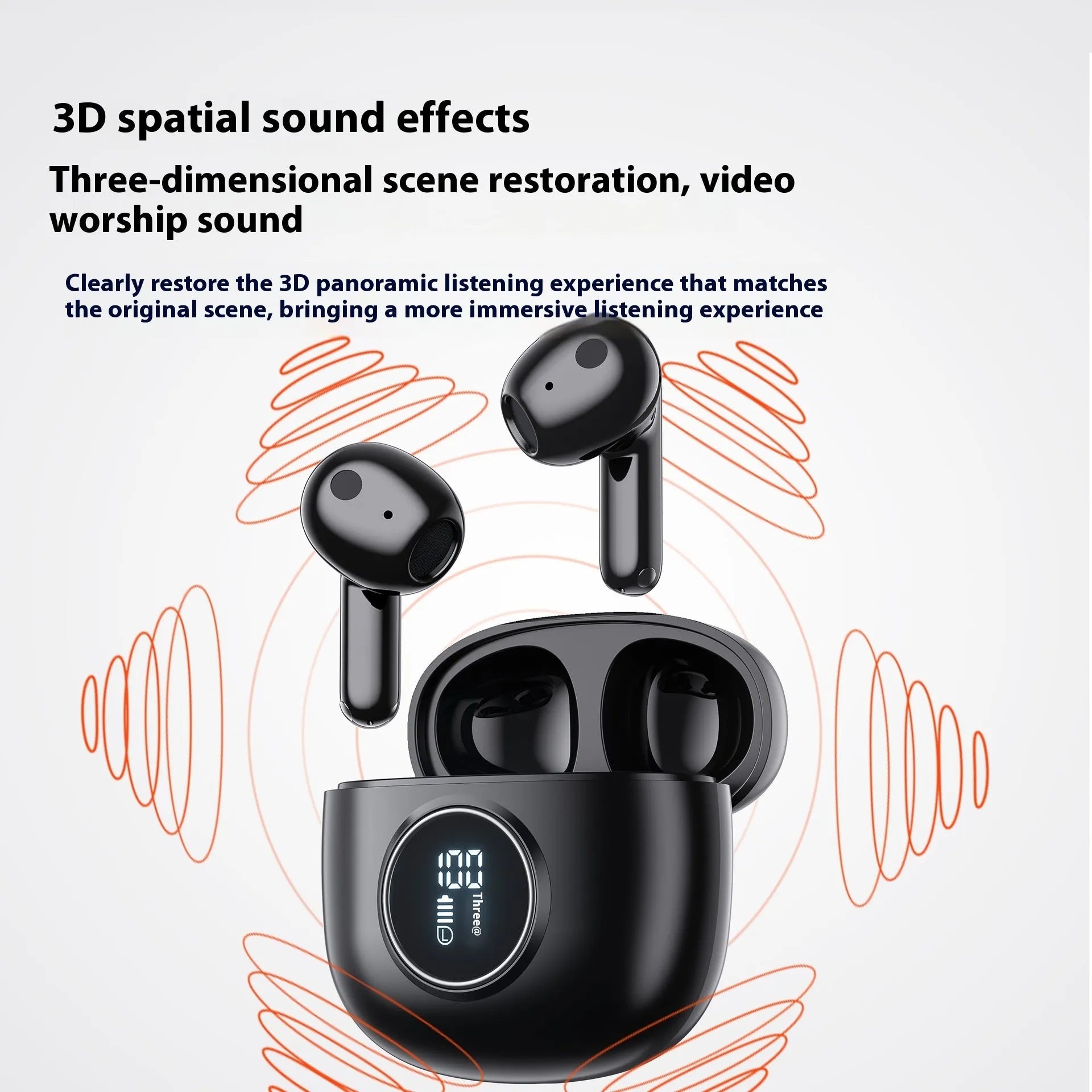 E40 TWS wireless Bluetooth headset with digital display charging case, e-sports in-ear design, black or white