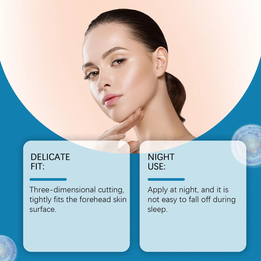 Pack of five non-woven fabric forehead skin care patches for moisturising
