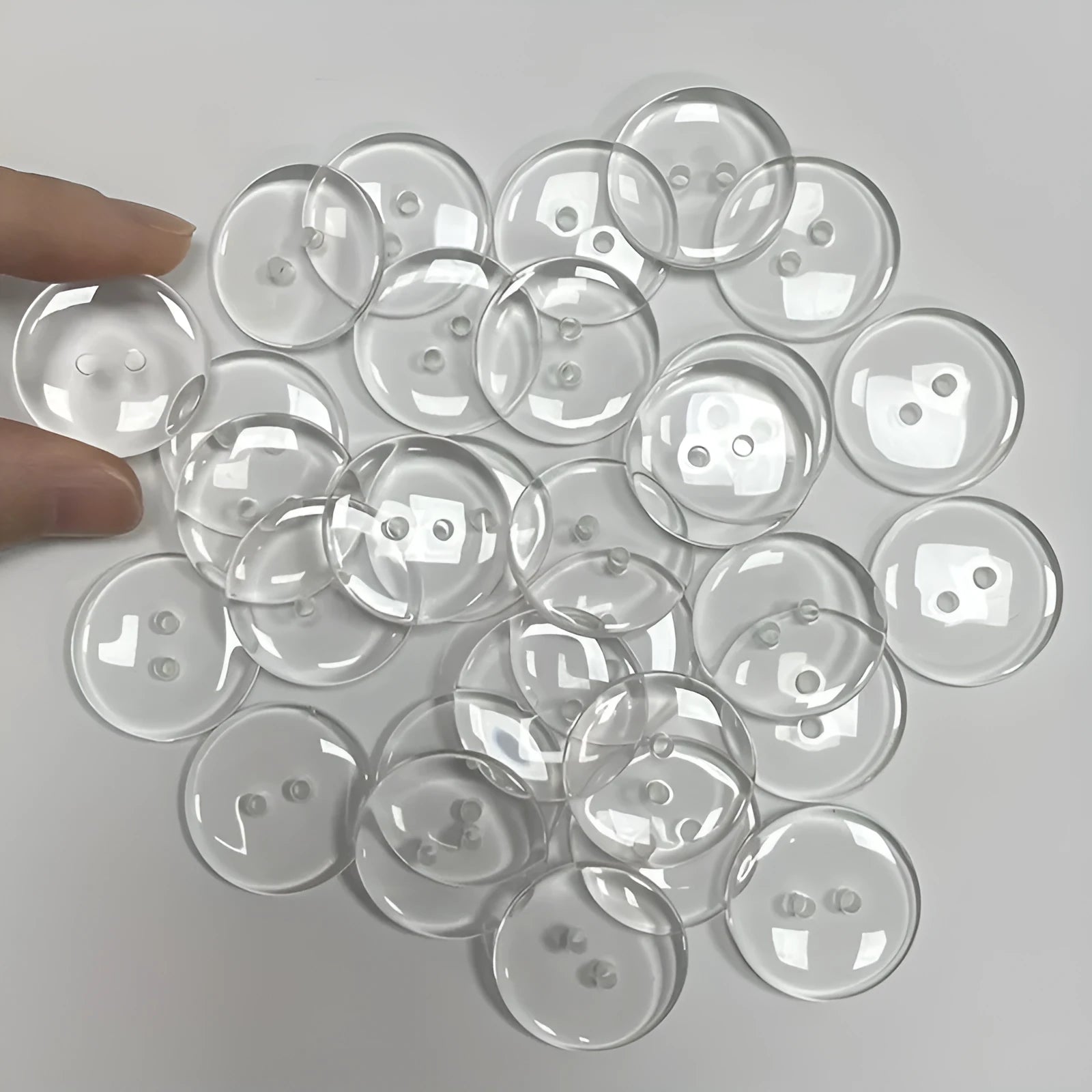 Transparent resin two eye button 10mm for sewing and craft projects