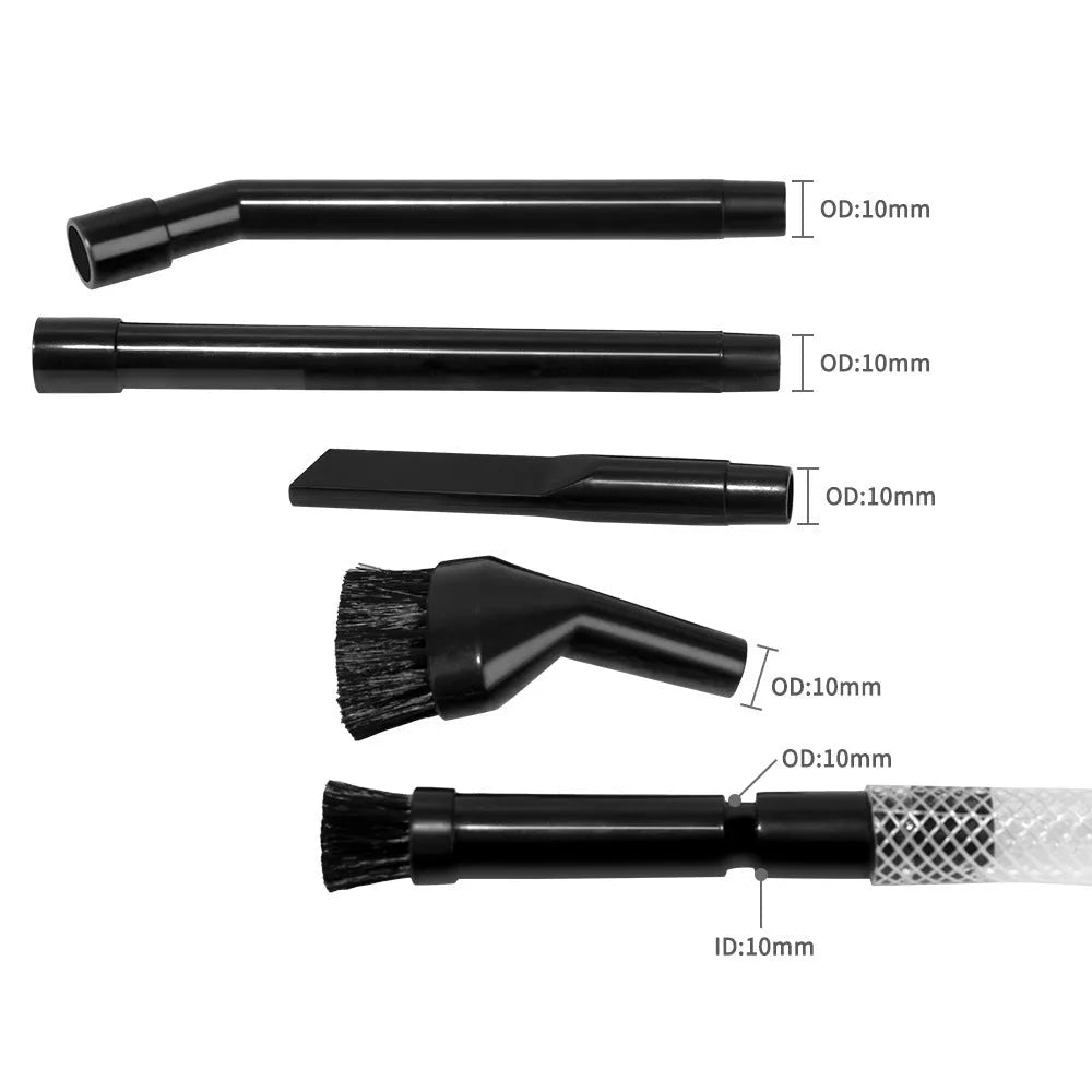 Eight-piece vacuum cleaner nozzle and accessory set for multi-surface cleaning