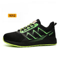 Black ultra-light labour protection shoes with steel toe caps and anti-penetration soles, lace-up closure