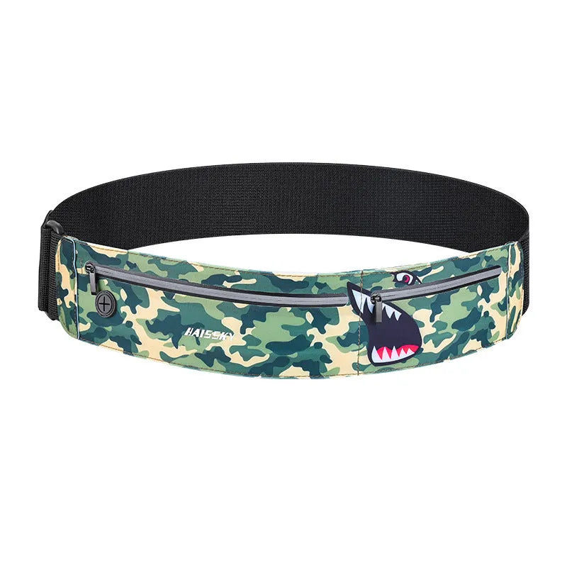 Waterproof 8-inch waist bag in camouflage crocodile pattern for outdoor sports