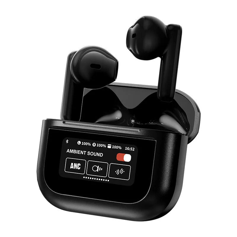 Full-colour touch screen Bluetooth headset with LCD display and ear hook design in YX28 black colour option