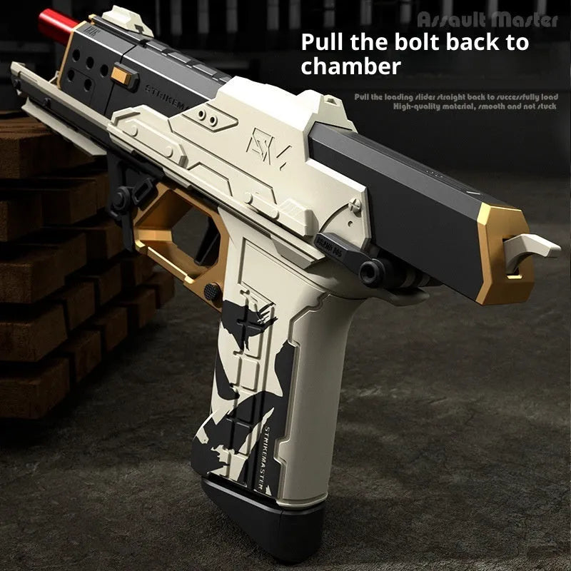 Nylon Attack Master SP50 soft bomb launcher toy in white with EVA soft balls and magazine
