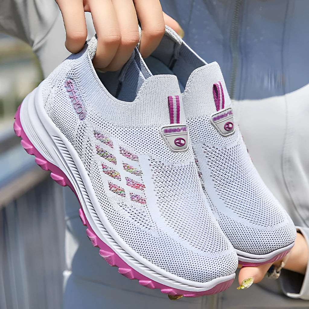 Women's flyknit mesh slip-on casual shoes in flat heel round toe design available in multiple colours