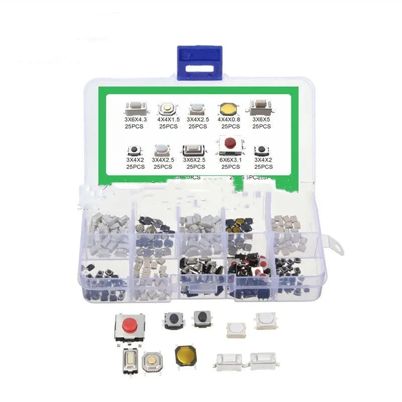 250 piece car patch button touch switch kit in boxed packaging for automotive electrical repairs