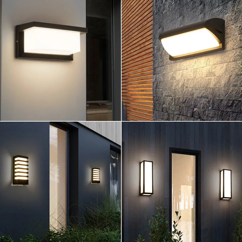 Simple outdoor wall lamp with aluminium PC shell, IP65 rated, 18W, warm white or pure white light, for balcony stairs garden exterior