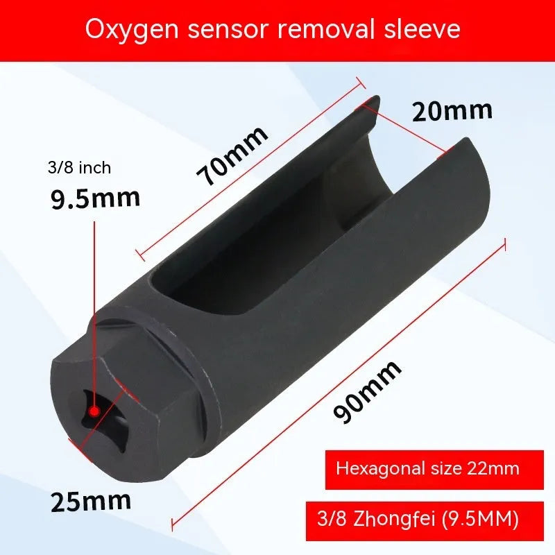 Black chromium vanadium steel oxygen sensor sleeve with 22mm diameter for Japanese style vehicles