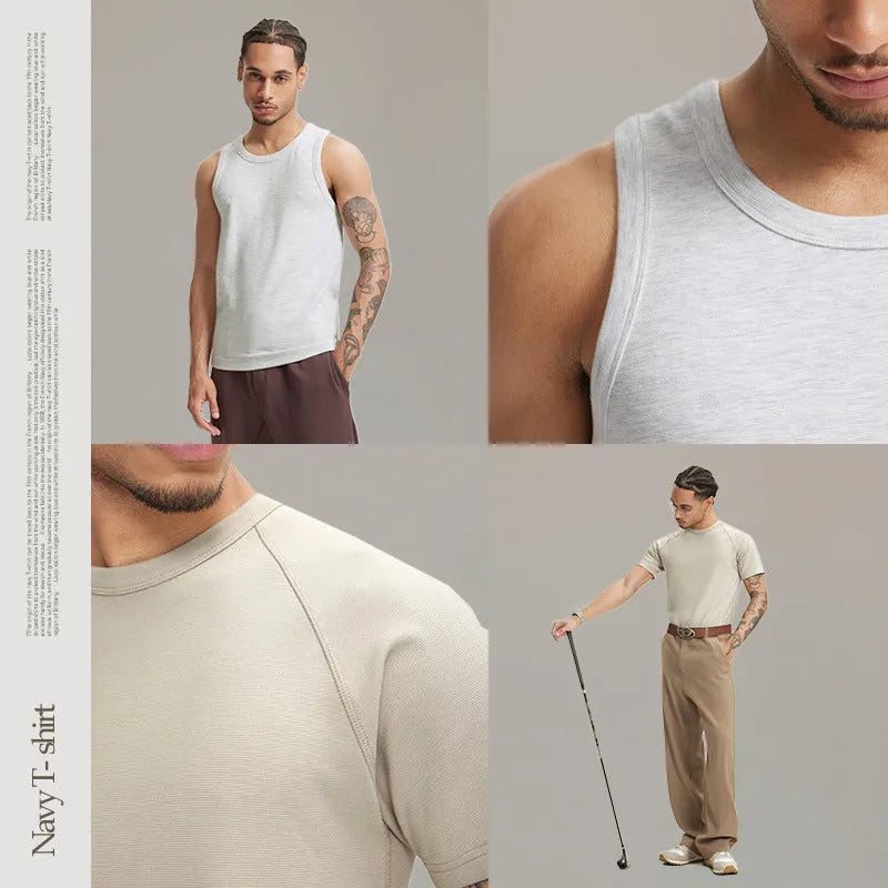 Men's heavyweight slim fit short sleeve T-shirt in a stretch cotton blend fabric, shown in reactive black.