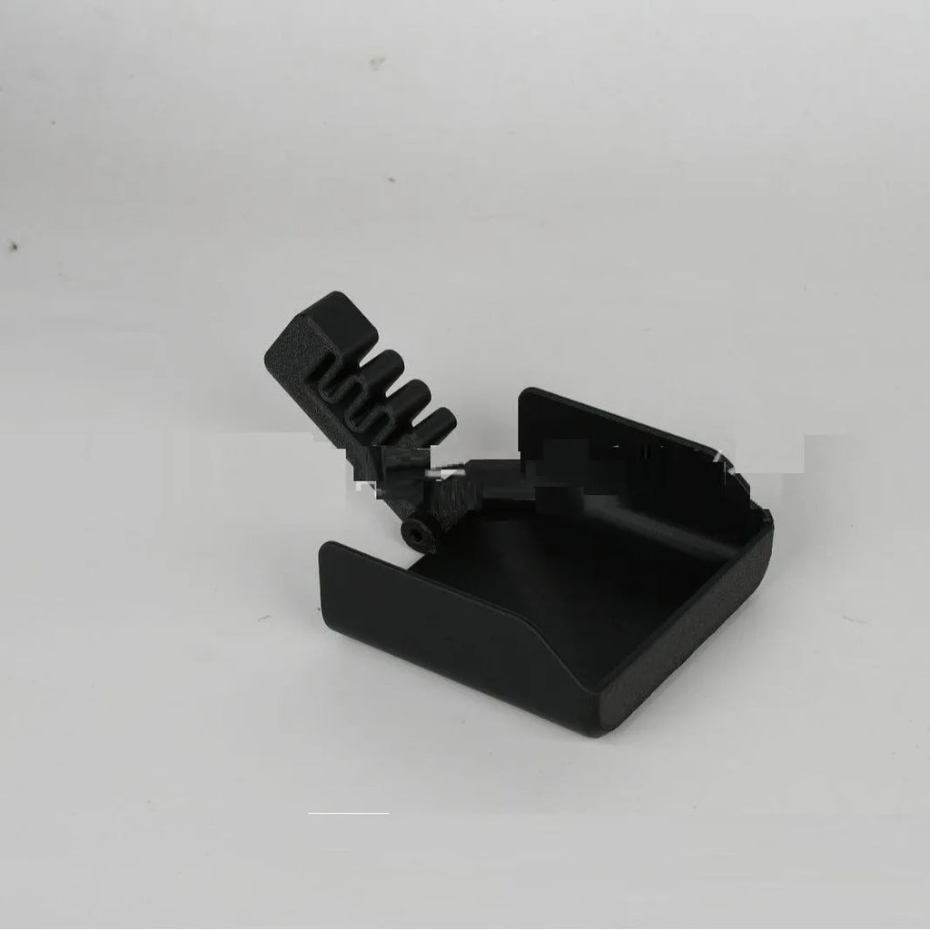 Yellow and black plastic phone sunshade holder with clip for beach and poolside use