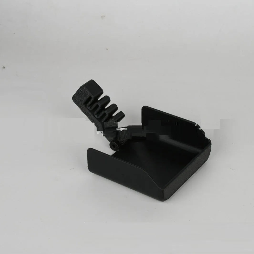 Yellow and black plastic phone sunshade holder with clip for beach and poolside use
