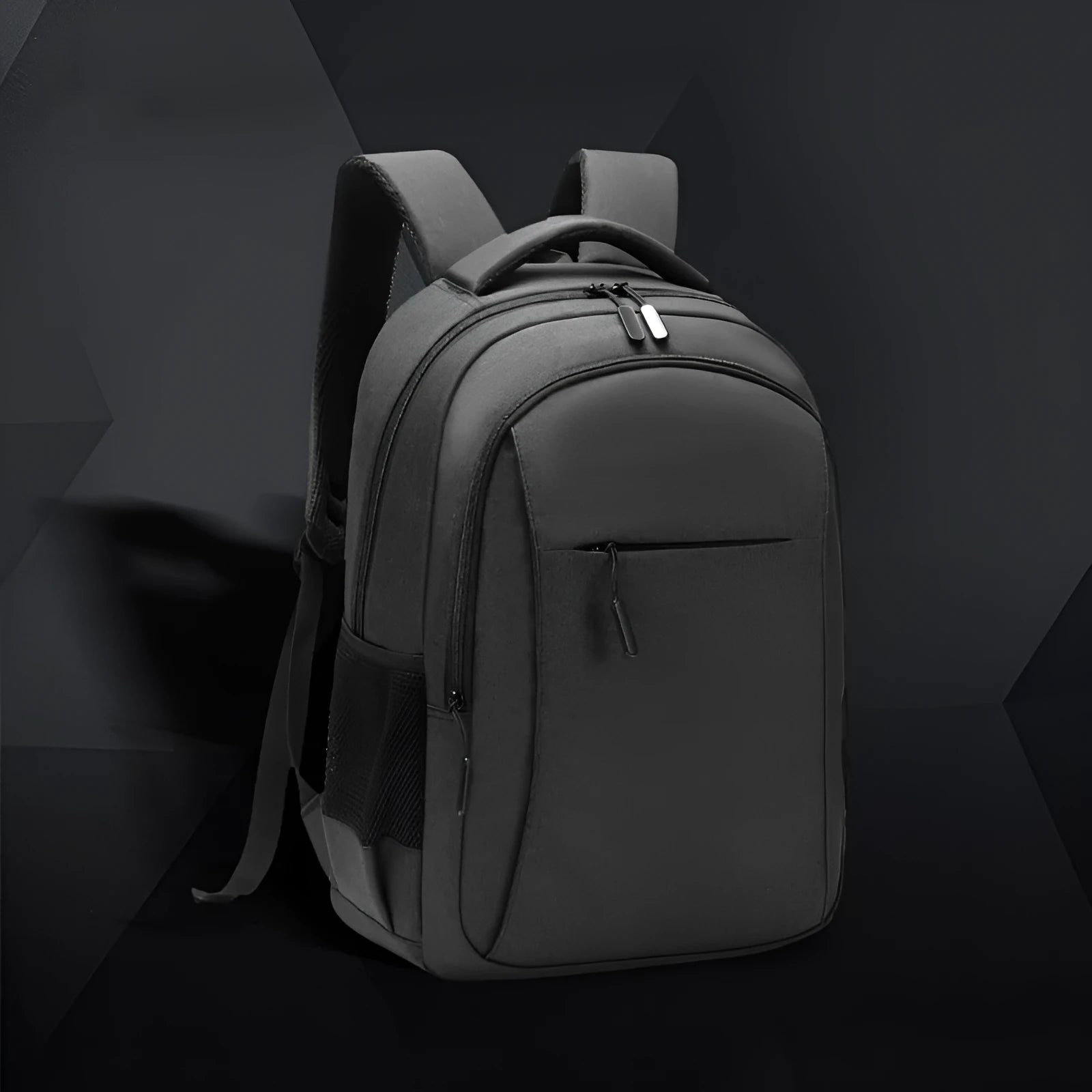 Men's large capacity Oxford cloth backpack in solid colour with sewing thread details, fits 17 inch laptop