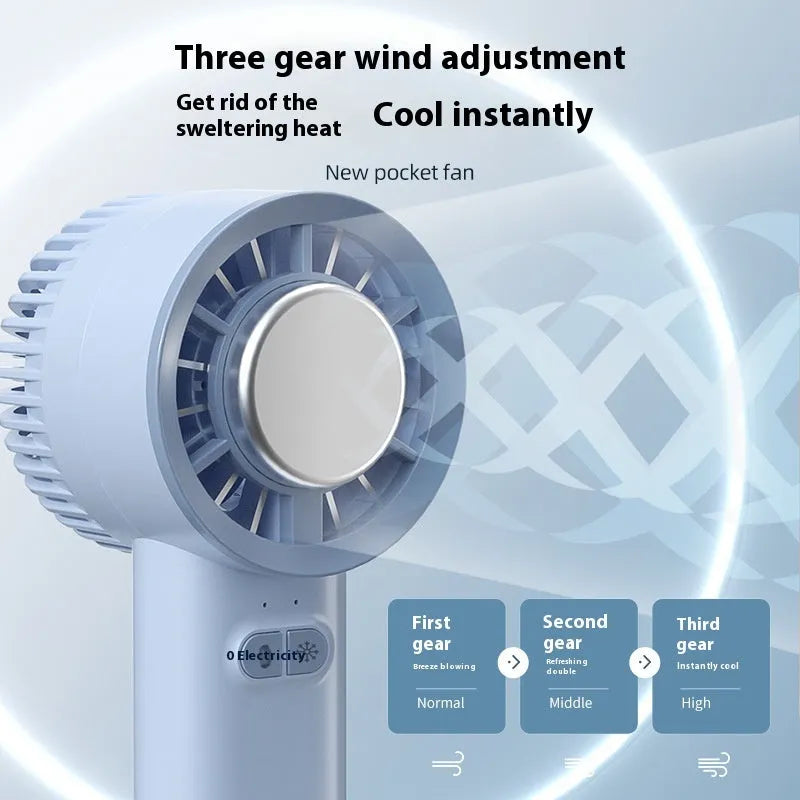 White handheld turbo jet fan with ice cold function showing three blade design and touch controls