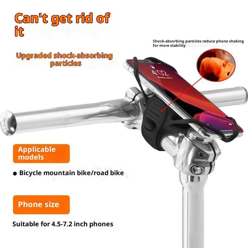 Black plastic universal adjustable road bike phone mount on bicycle handlebar