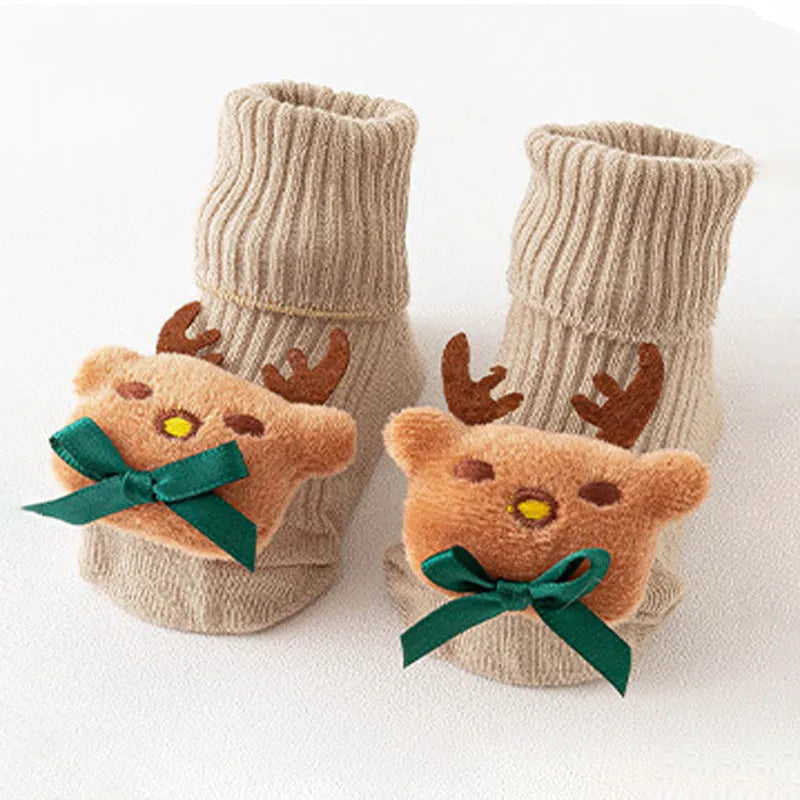 Cotton infant floor socks in multiple patterns with size options XS to M