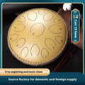 14-inch 15-tone hollow drum percussion instrument in malachite green finish on a wooden surface