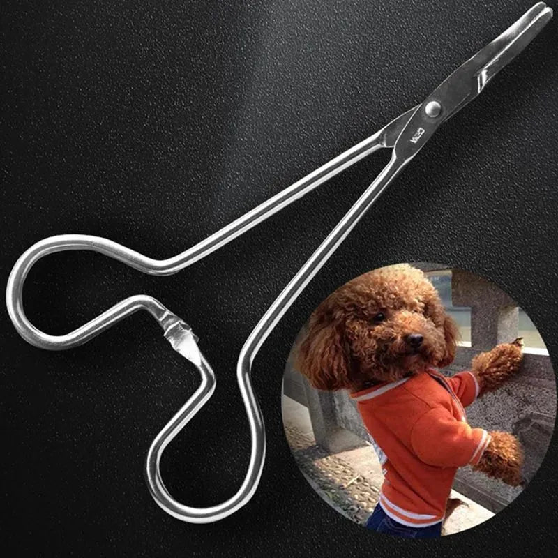 Stainless steel pet grooming tweezers with curved tip for ear cleaning and hair removal
