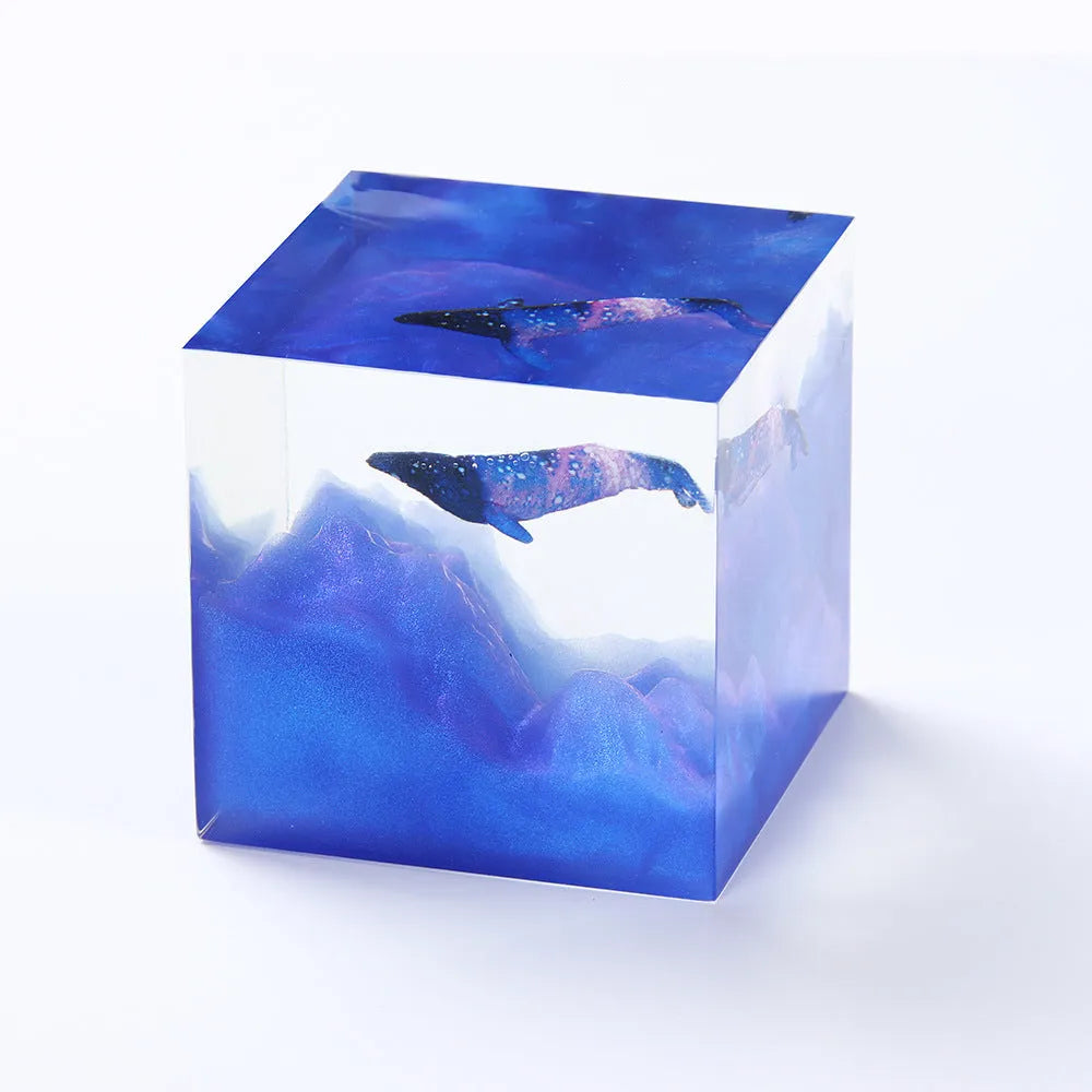 Plastic crystal glue ocean whale model in jump water humpback pose