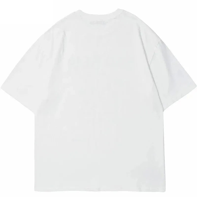 Men's black Y2g printed cotton t-shirt with artistic retro design and loose fit