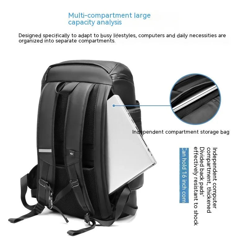 Men's large capacity outdoor waterproof backpack 21 inch Oxford cloth in Army Green with curved shoulder strap
