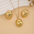 Geometric leaves texture flower love heart earrings and necklace set with stainless steel pendant and regular chain