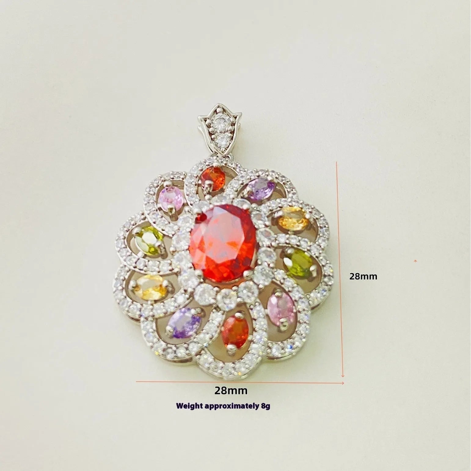 Women's floral zircon pendant necklace in gold, champagne gold, or platinum colour electroplated finish.