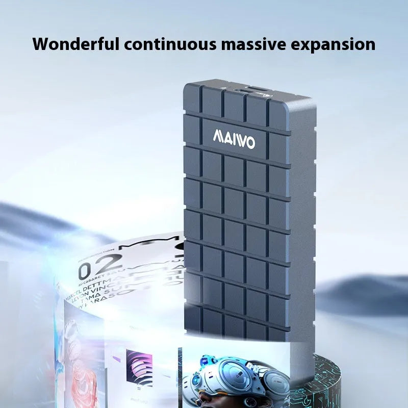 Aluminium USB4 hard disk box for solid state drives measuring 50×118×13mm