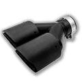 Black carbon fibre car exhaust pipe with dual outlet tail nozzle for vehicle modifications